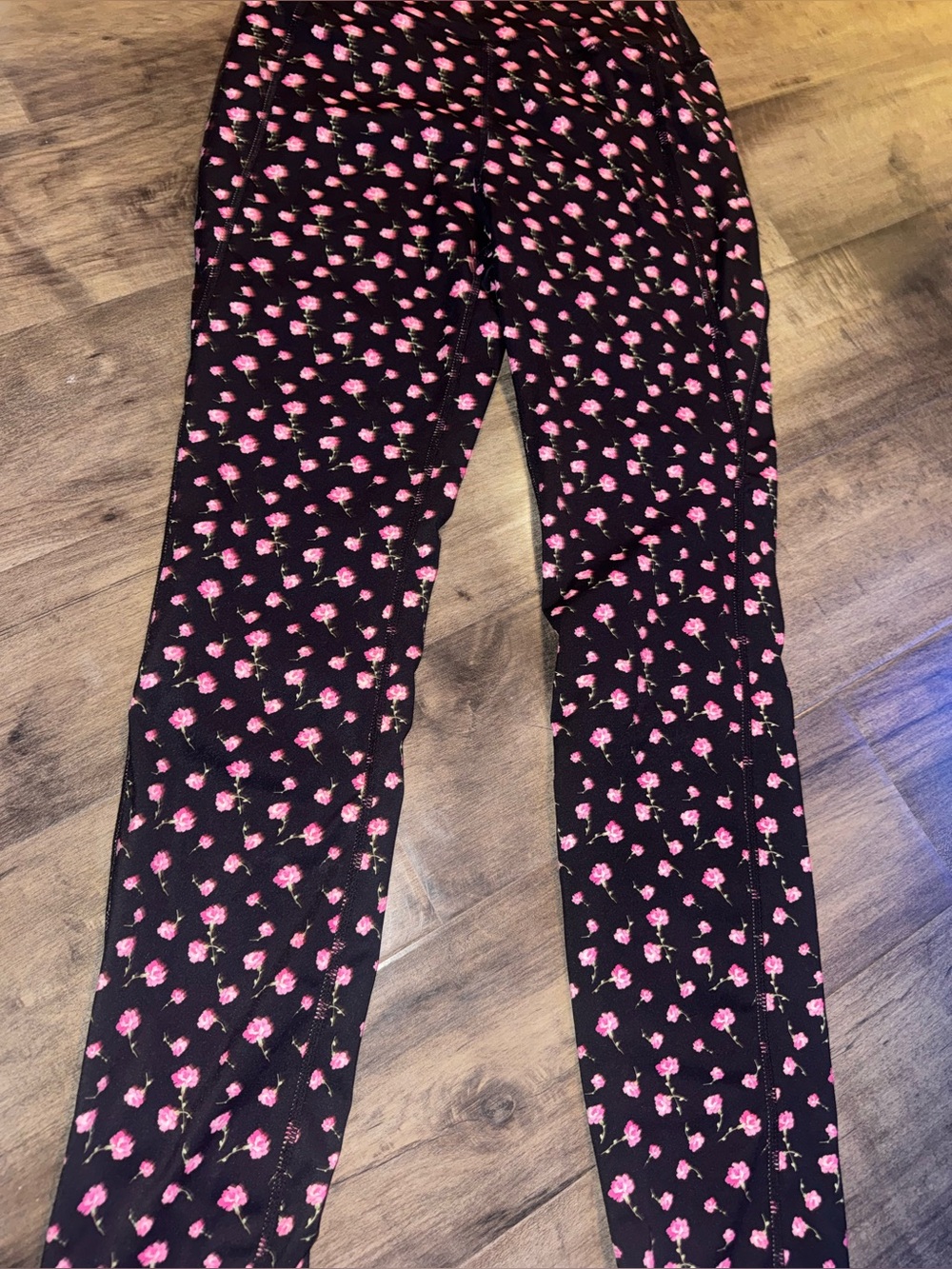 LoveShackFancy Highland Active Legging Rose Floral Black Pink Sz S Cottagecore
